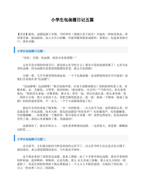 小学生包汤圆日记五篇