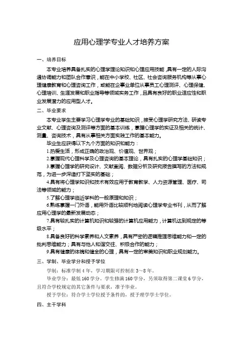 应用心理学专业人才培养方案