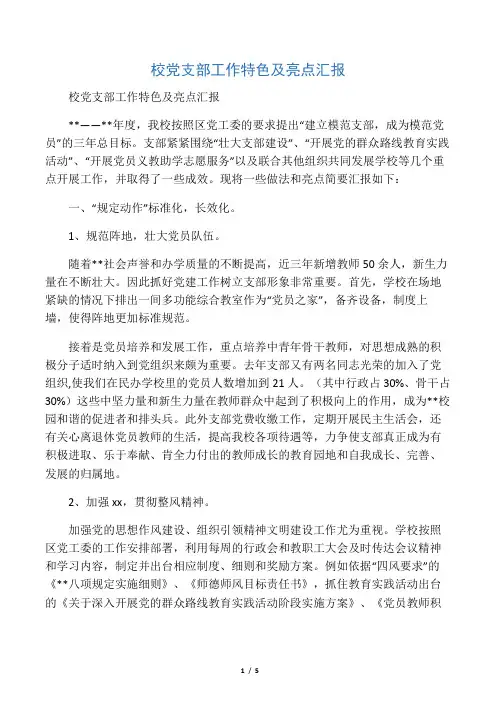 校党支部工作特色及亮点汇报