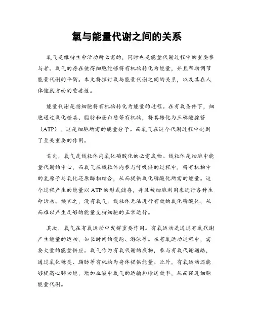 氧与能量代谢之间的关系