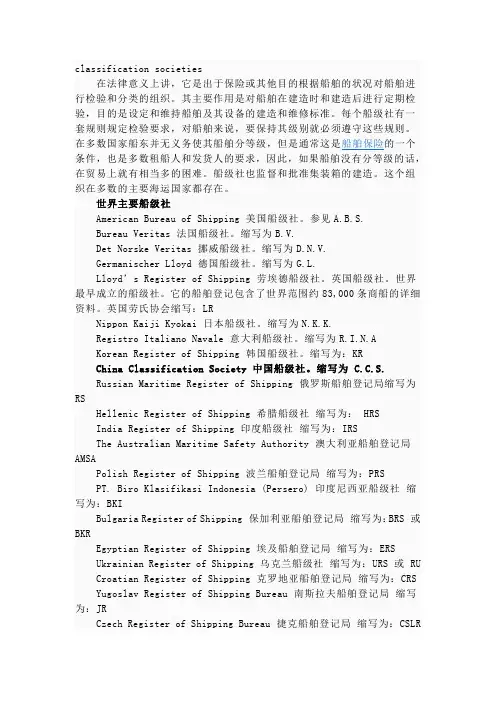 船级社简称