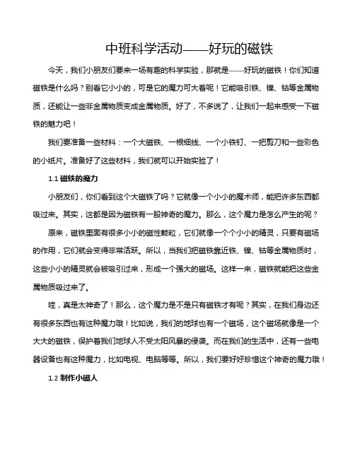 中班科学活动——好玩的磁铁