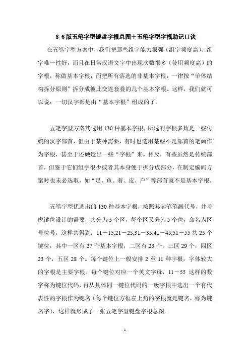 86版五笔字型键盘字根总图