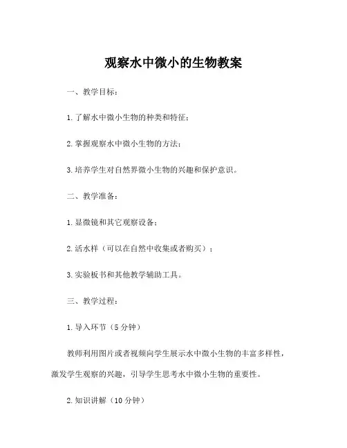 观察水中微小的生物教案
