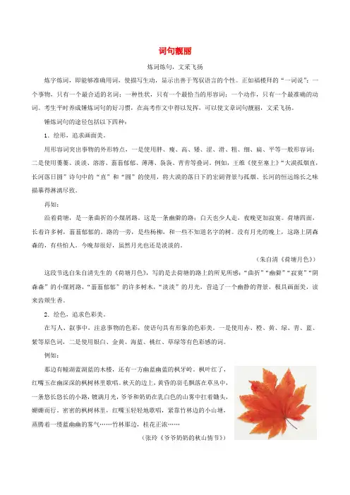 2020年高考语文 高分作文赏析及名师点评05 词句靓丽