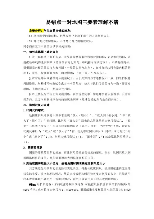 地理易错点1对地图三要素理解不清