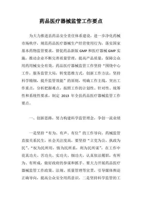 药品医疗器械监管工作要点【最新版】