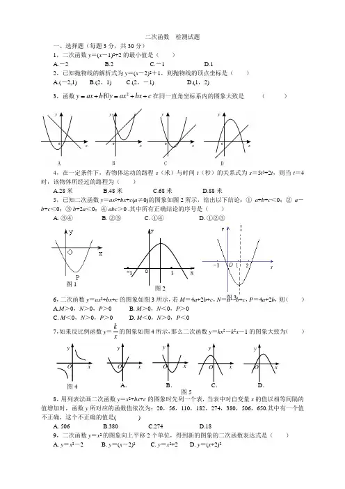 二次函数与一元二次方程