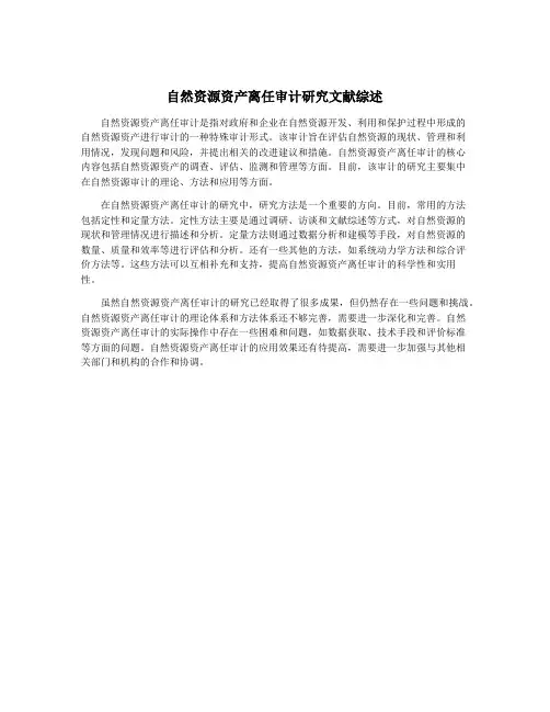 自然资源资产离任审计研究文献综述