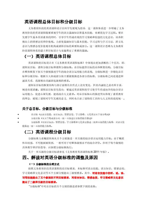 英语课程总体目的和分级目的