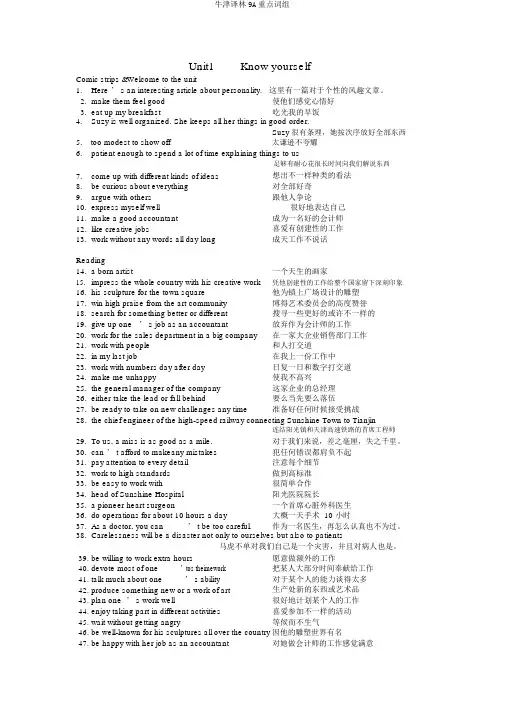 牛津译林9A重点词组