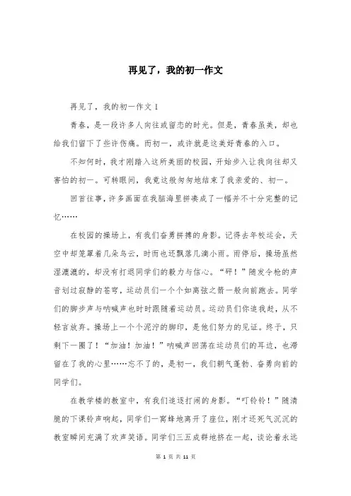 再见了，我的初一作文