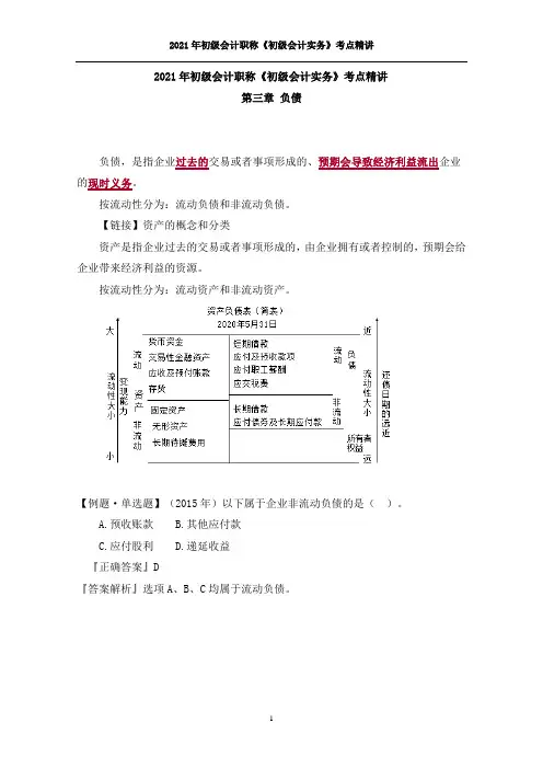 2021年初级会计职称《初级会计实务》考点精讲--第3章 负债