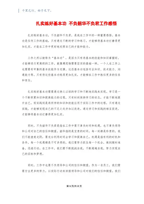 扎实练好基本功 不负韶华不负君工作感悟