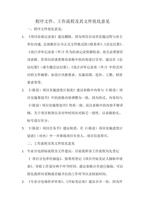 程序文件 优化建议