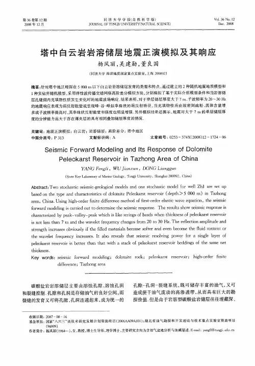塔中白云岩岩溶储层地震正演模拟及其响应