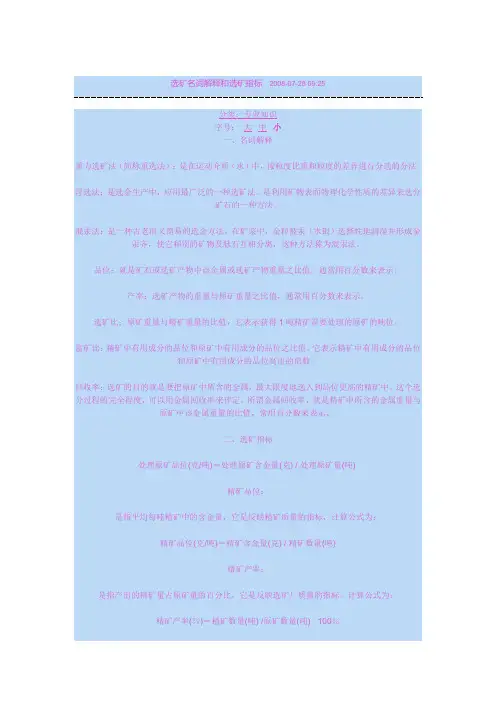 选矿名词解释
