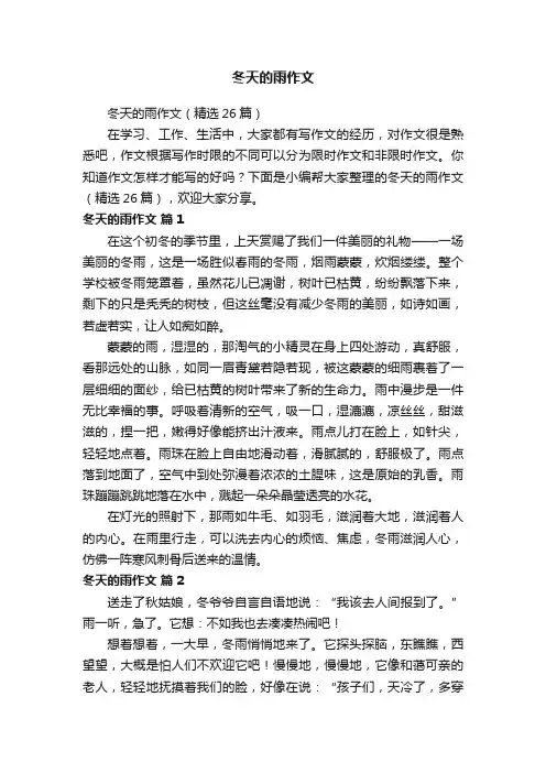 冬天的雨作文（精选26篇）