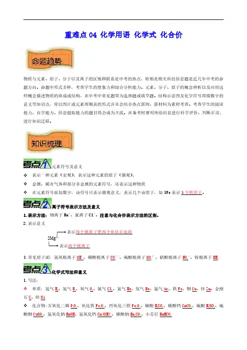 化学用语 化学式 化合价-中考化学【热点、重点、难】专练(解析版)