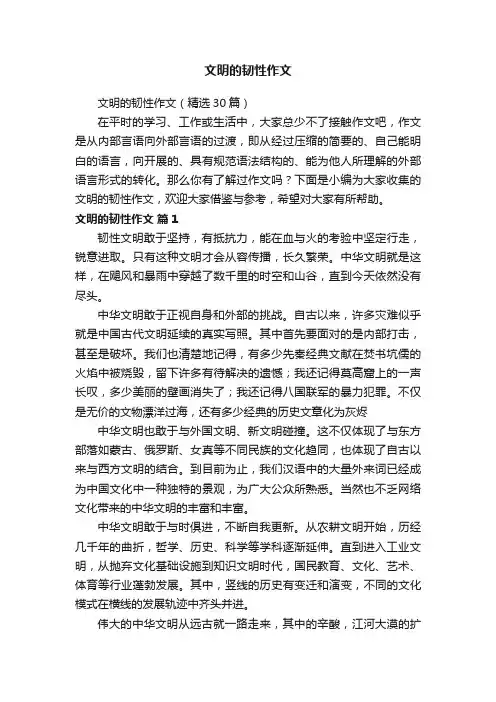 文明的韧性作文（精选30篇）