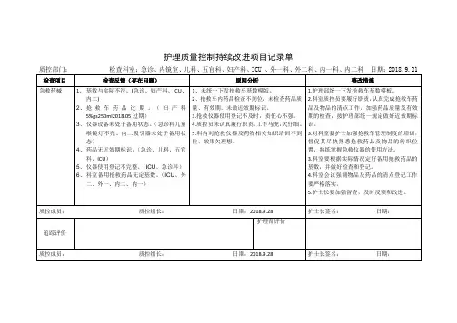 质量持续改进表(急救药械第三季度)