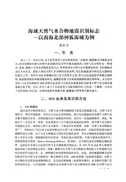 海域天然气水合物地震识别标志——以南海北部神狐海域为例