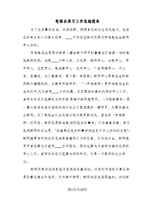 电视台实习工作总结范本(6篇)