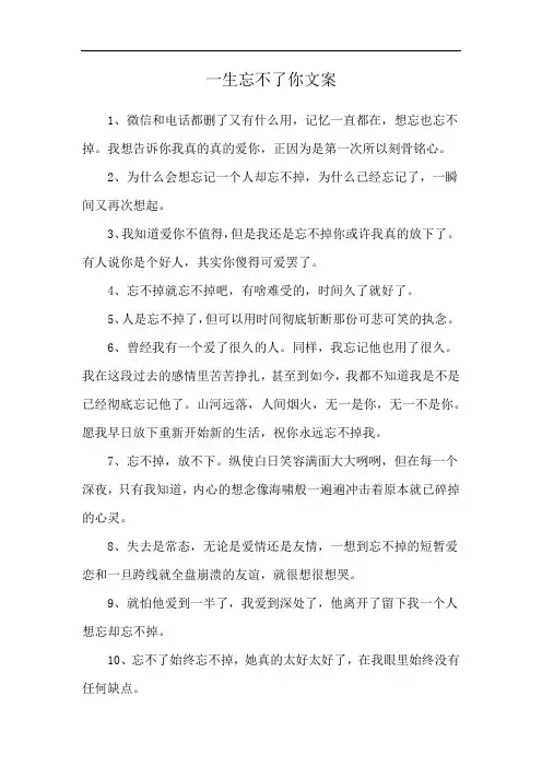 一生忘不了你文案