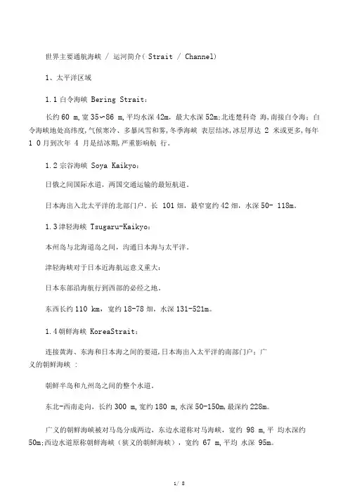 世界主要航运海峡运河