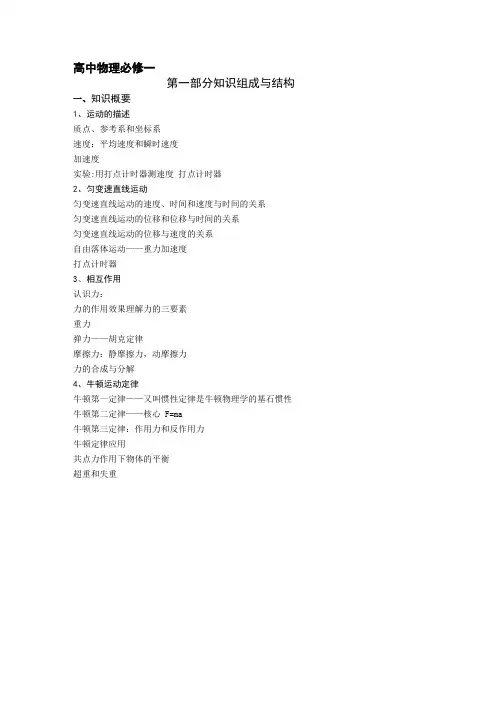 高中物理必修1   讲义