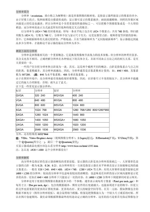 分辨率简介
