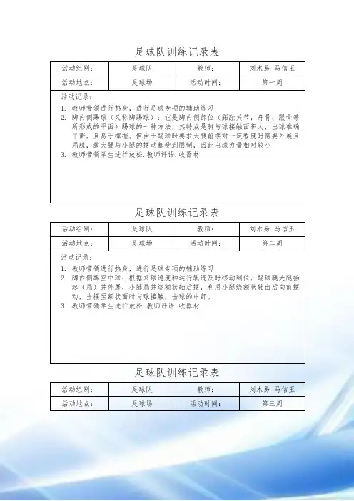 足球队训练记录表(足球队)