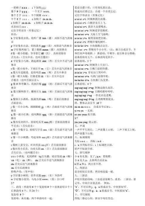 学拼音口决1