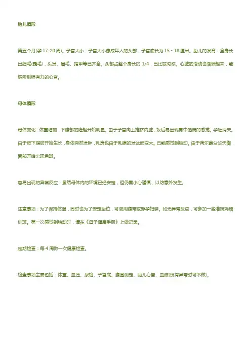 孕五月胎儿故事