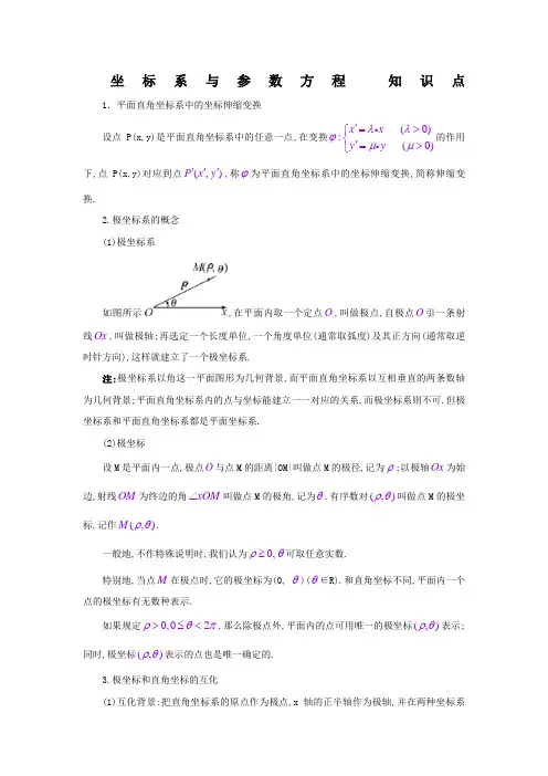 高中数学选修—坐标系与参数方程知识点总结