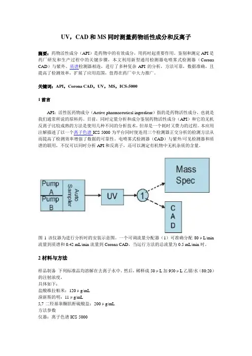UV,CAD和MS同时测量药物活性成分和反离子
