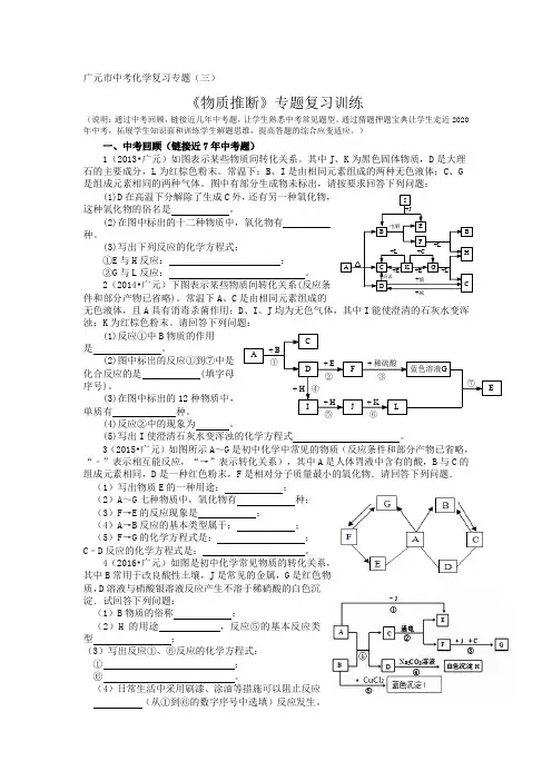 四川省广元市2020年中考化学《物质推断》专题复习训练及答案