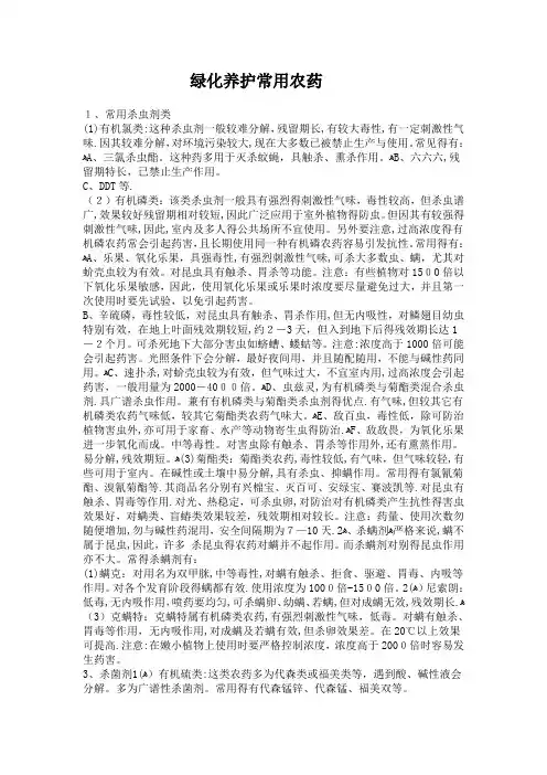 绿化养护常用农药
