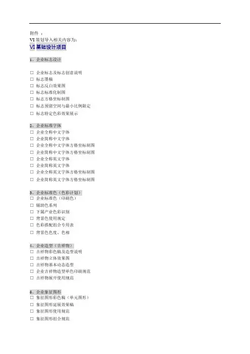 视觉识别系统-VI手册详细目录清单(可编辑修改word版)