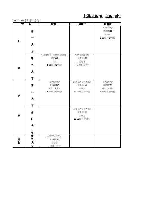 大连理工大学研究生课程表模板