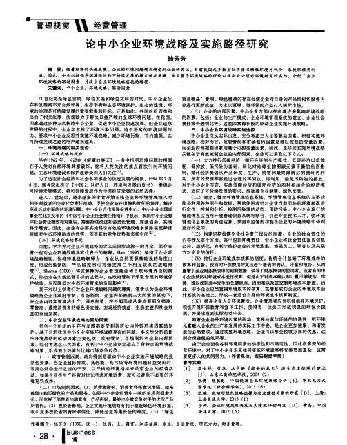 论中小企业环境战略及实施路径研究
