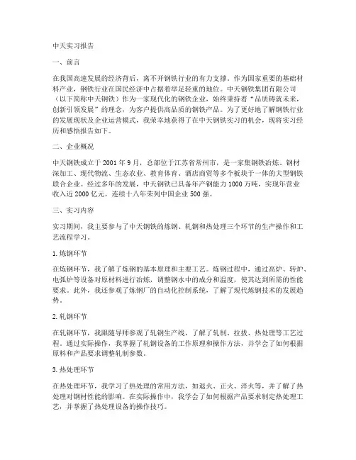 中天实习报告
