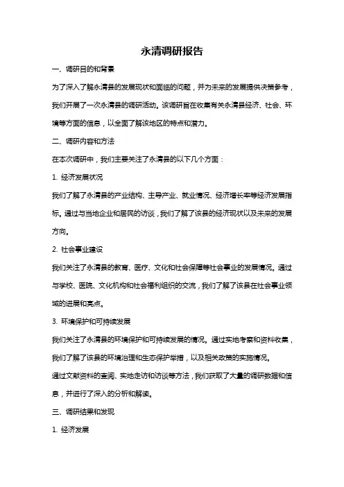 永清调研报告
