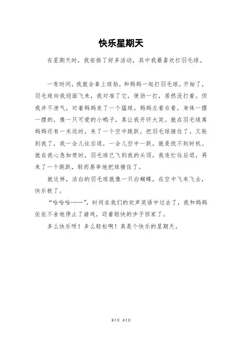 快乐星期天_三年级作文