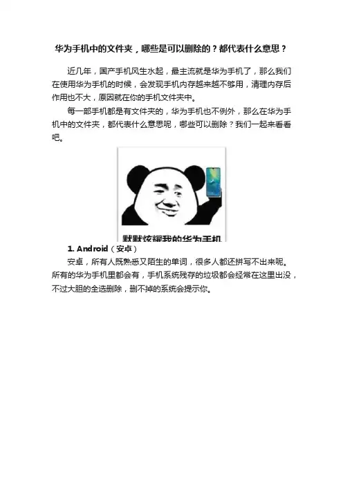 华为手机中的文件夹，哪些是可以删除的？都代表什么意思？