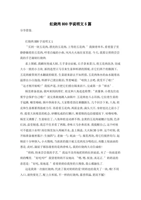 红烧肉800字说明文5篇