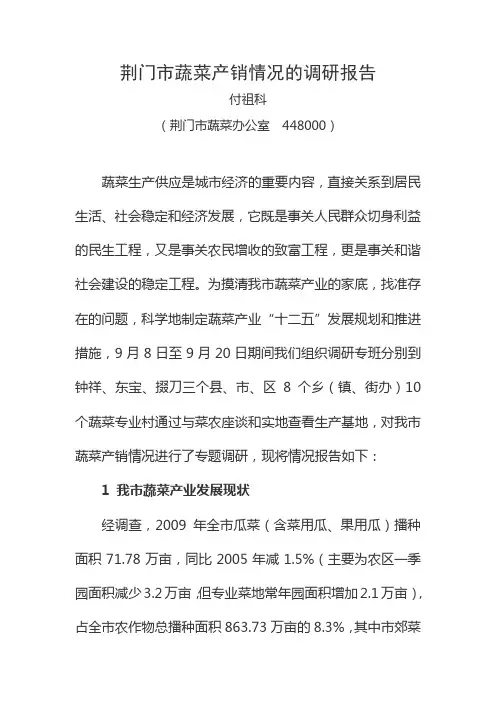 荆门市蔬菜产销情况的调研报告