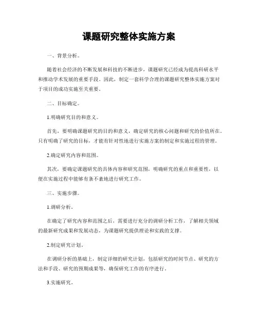 课题研究整体实施方案