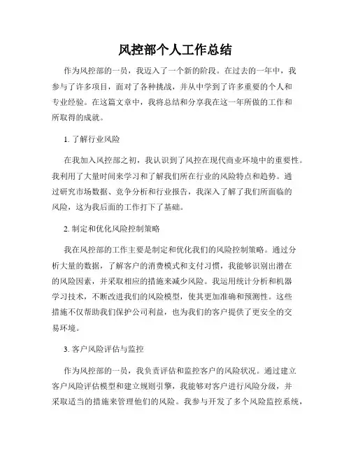 风控部个人工作总结