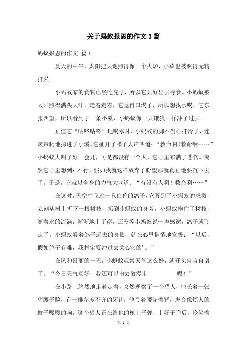关于蚂蚁报恩的作文3篇